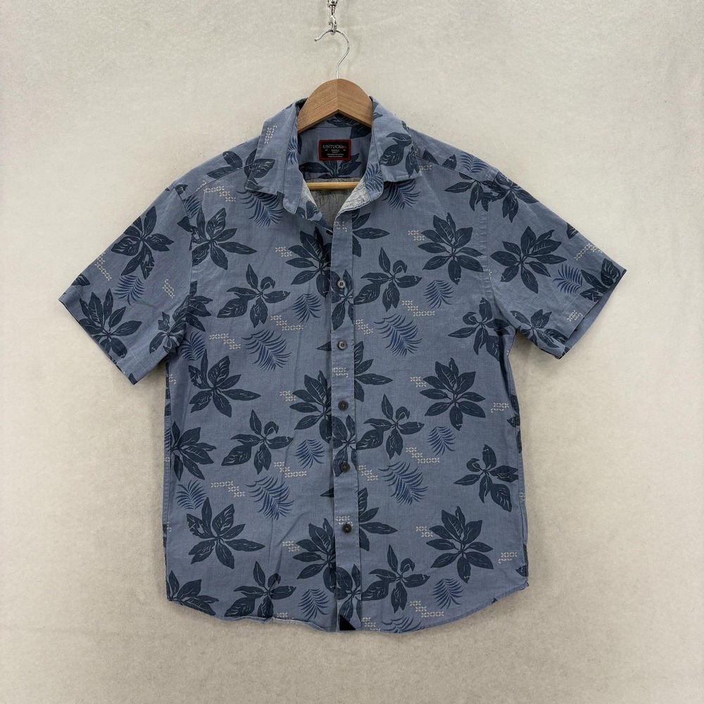 UNTUCKit Bairrada Shirt Mens Small Blue Floral Hawaiian Short Sleeve Button Up